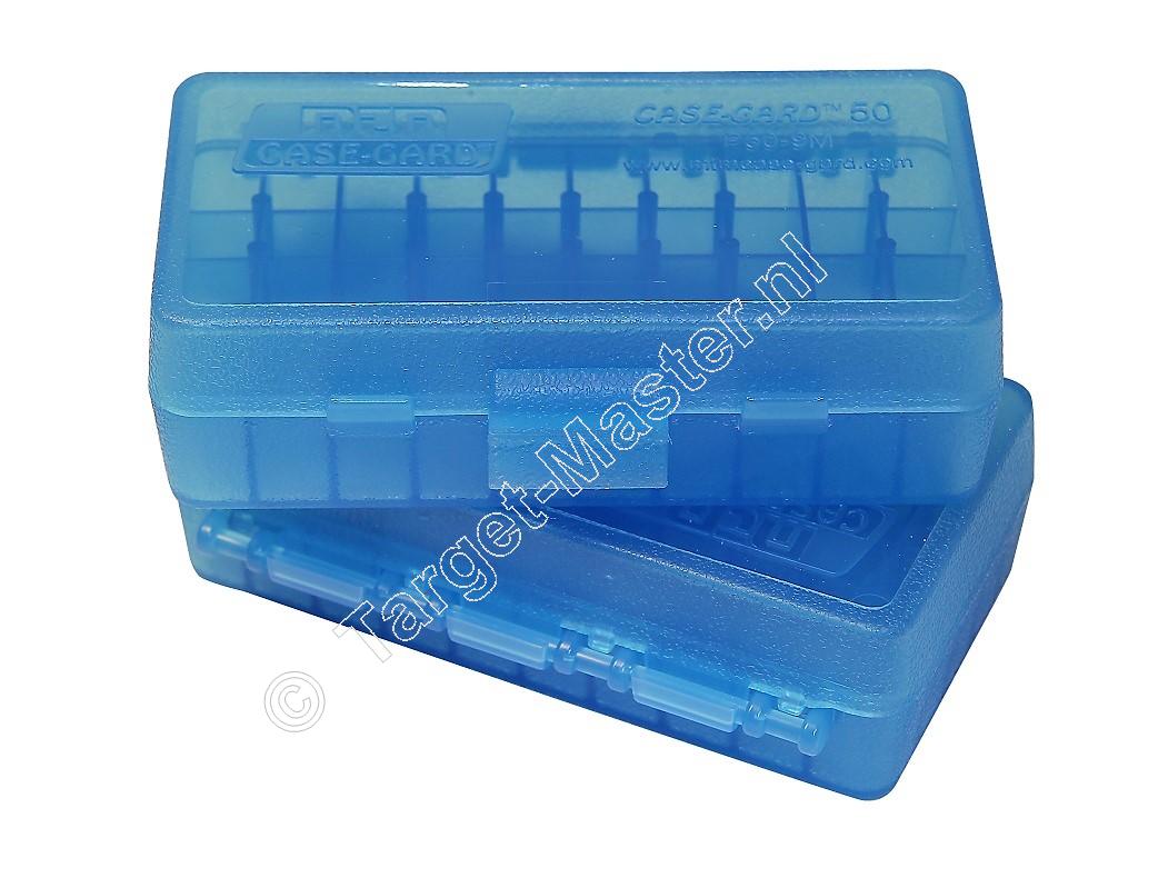 MTM P50-38 Flip-Top Ammo Box CLEAR BLUE content 50